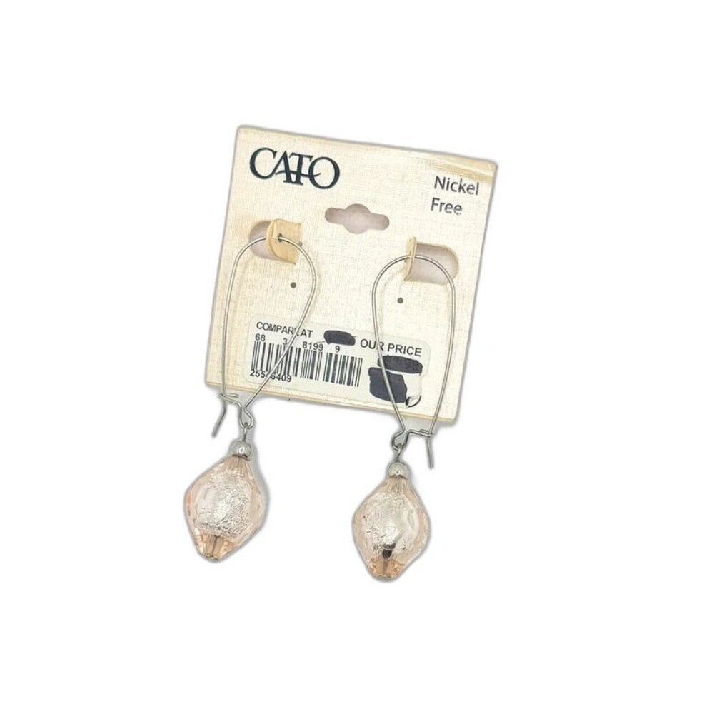 NOS Cato Pink Champagne Crackle Drop Earrings